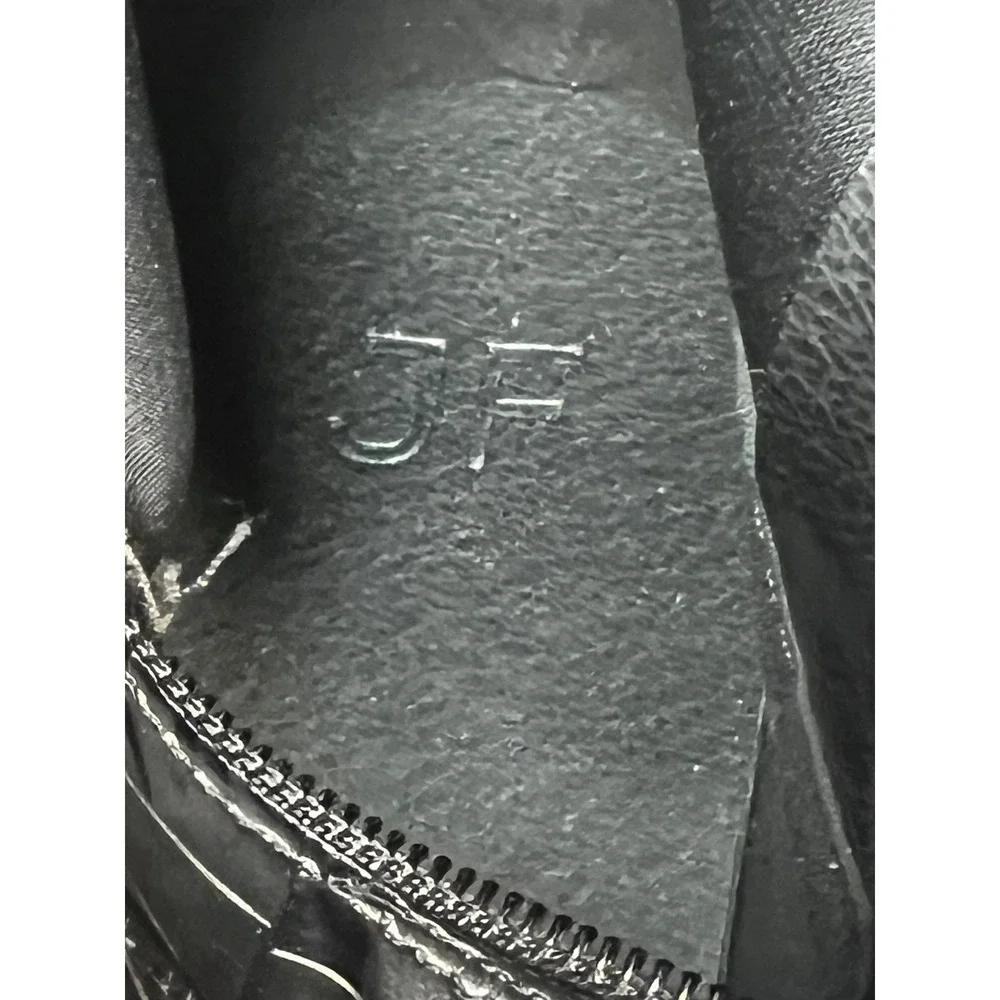 Black Croc Embossed Over The Knee Lug Sole Boots Stretch Back Sz 10